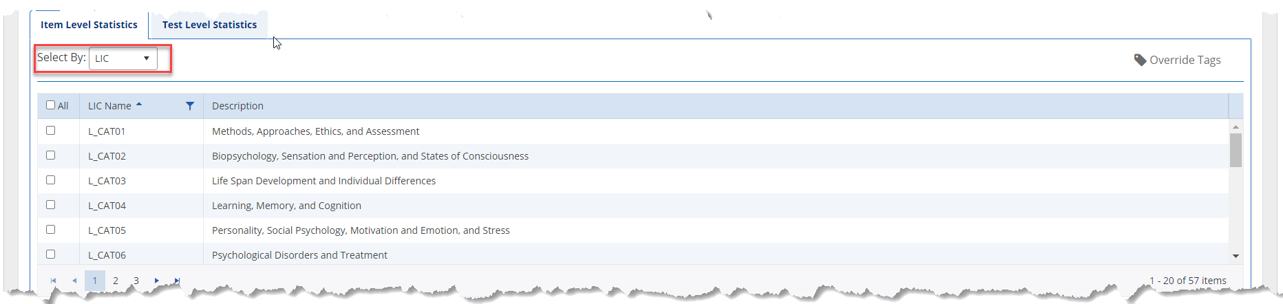 Tag item tab by LIC